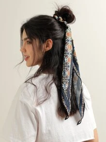1pc Floral Print Scarf Hair Tie For Daily Casual Outing Wear Boho - Multicolor - View 1
