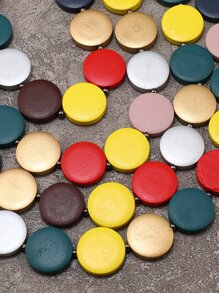 撞色圓形裝飾項鍊 - 彩色 - 查看 3