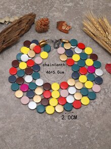 撞色圓形裝飾項鍊 - 彩色 - 查看 4