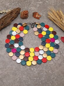 撞色圓形裝飾項鍊 - 彩色 - 查看 5