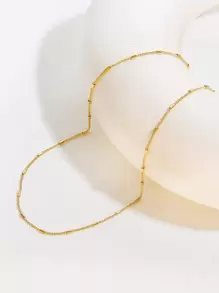 幾何裝飾鏈條樣式項鍊 - 金黃色 - 查看 1