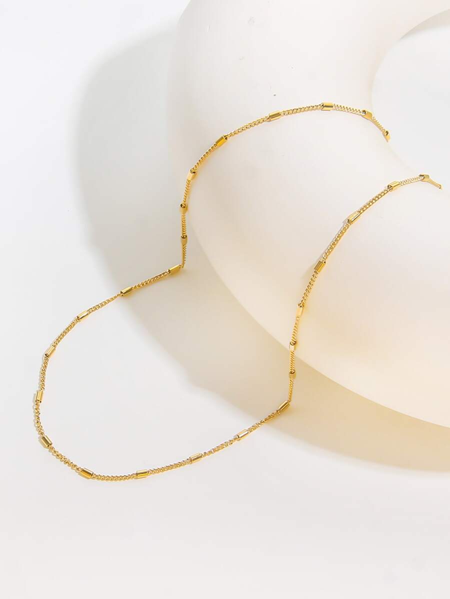 幾何裝飾鏈條樣式項鍊 - 金黃色 - 查看 1