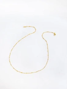 幾何裝飾鏈條樣式項鍊 - 金黃色 - 查看 2