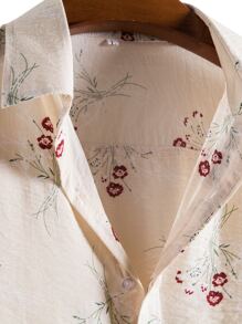 Manfinity RSRT Hombres Camisa floral al azar con estampado - Albaricoque - Ver 4