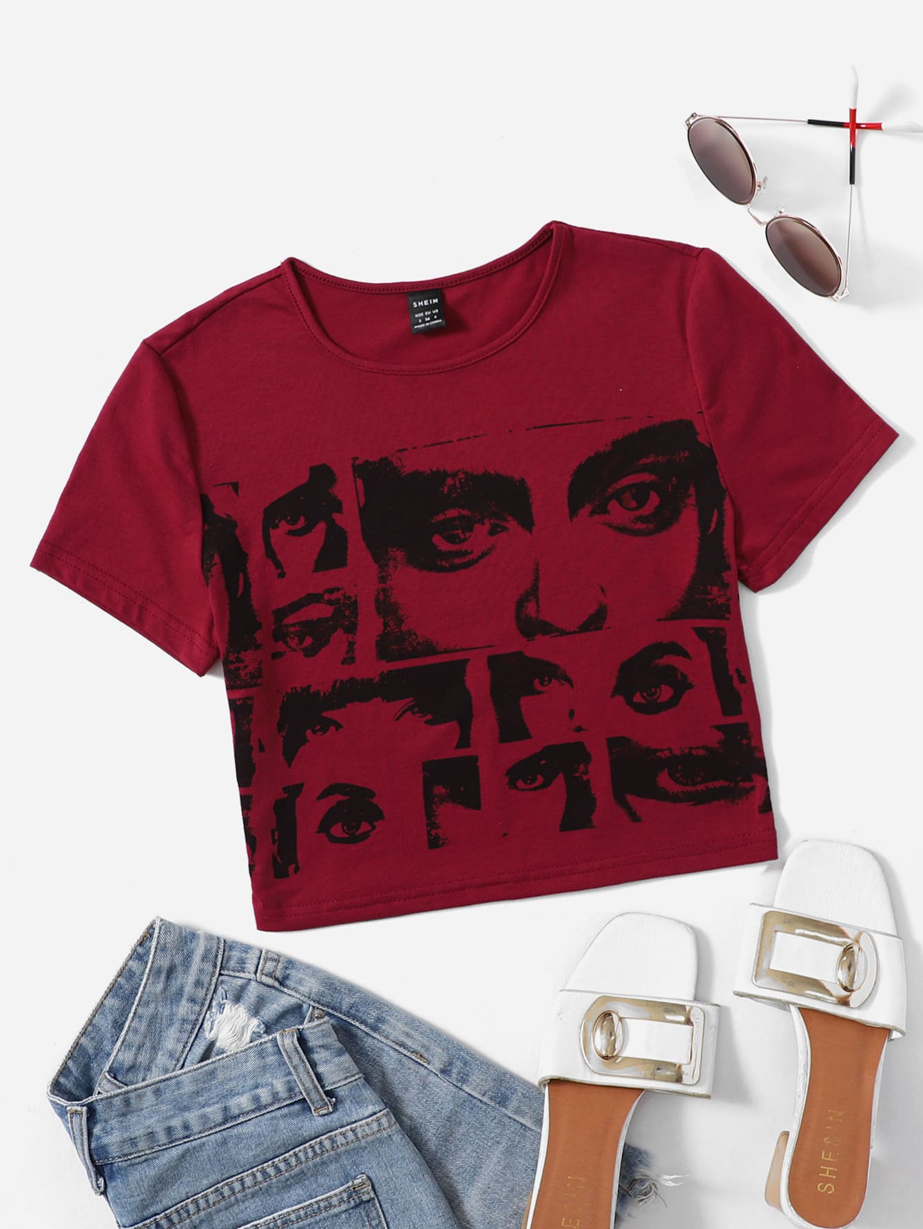 SHEIN ICON 90s Figure Graphic Crop Tshirt SHEIN UK