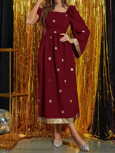 orange maroon dress Sunny's Bridal - Masaba - Maroon Smocked Midi Dress - XS / Red