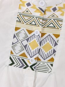Bebé Blusa con estampado geométrico de manga farol ribete con fruncido - Blanco - Ver 6