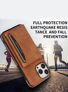 1pc Personalized Tri-Fold Wallet Style Multi-Card Slot Phone Case Compatible With IPhone 11 12 13 14 15 Pro Max 16 Plus, Galaxy S21 Ultra S22 Ultra S23 Ultra S24 Ultra, Note20 Ultra,International Version, Not The Domestic Version - Brown - View 12