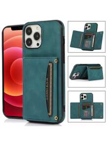 1pc Personalized Tri-Fold Wallet Style Multi-Card Slot Phone Case Compatible With IPhone 11 12 13 14 15 Pro Max 16 Plus, Galaxy S21 Ultra S22 Ultra S23 Ultra S24 Ultra, Note20 Ultra,International Version, Not The Domestic Version - Brown - View 14