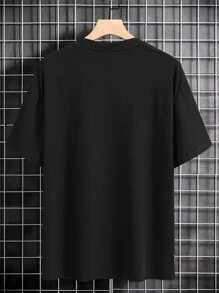 Manfinity Hombres Camiseta foto & con estampado de letra - Negro - Ver 2