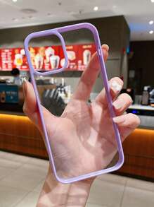 撞色邊框透明手機殼，相容於 iPhone15/15Plus/15Pro/15Promax - 紫色 - 查看 1