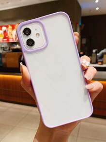 撞色邊框透明手機殼，相容於 iPhone15/15Plus/15Pro/15Promax - 紫色 - 查看 4