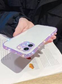 水鑽裝飾透明手機殼 - 紫色 - 查看 1