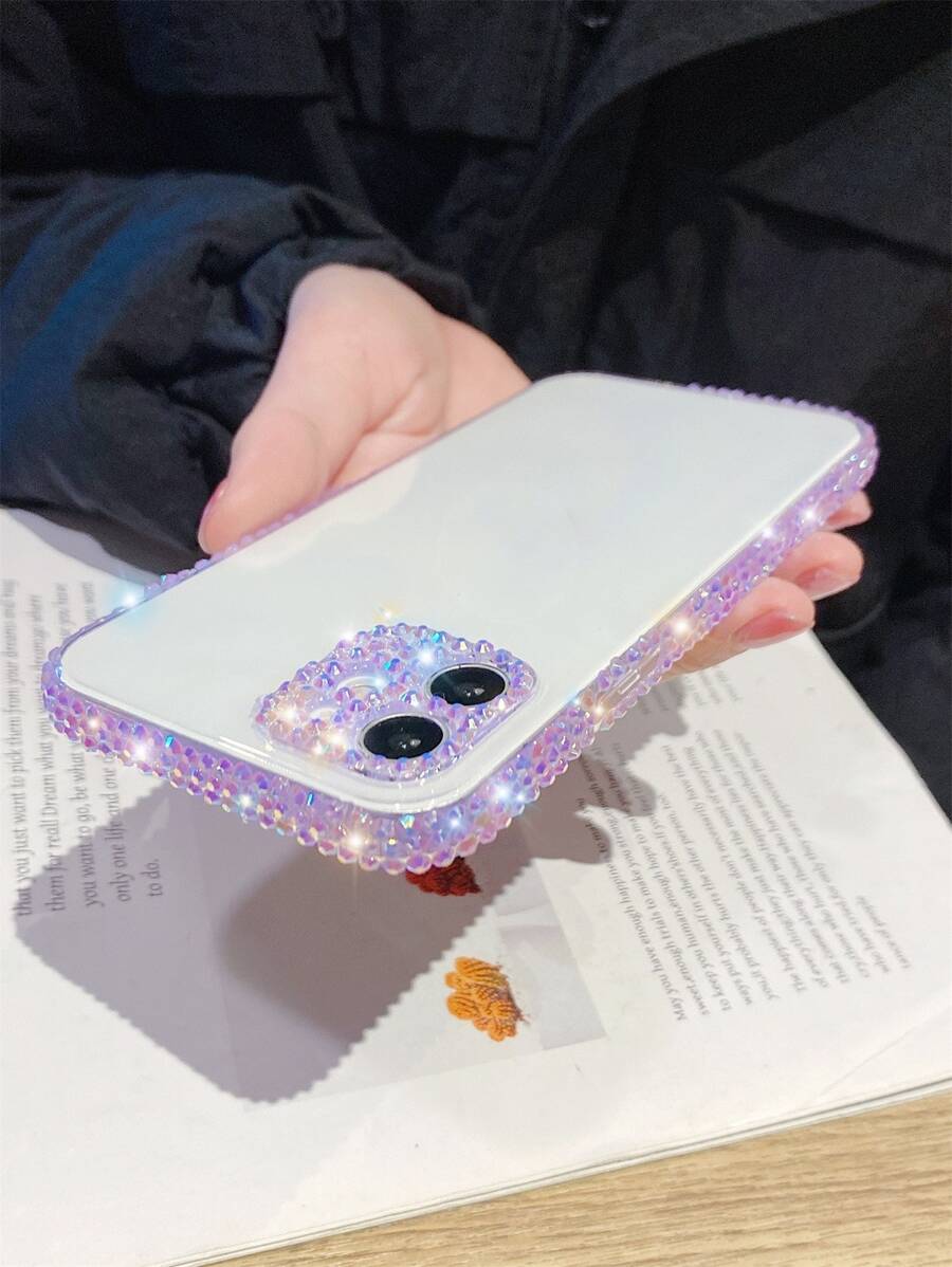 水鑽裝飾透明手機殼 - 紫色 - 查看 1