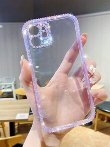 水鑽裝飾透明手機殼 - 紫色 - 查看 2