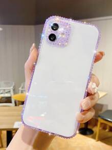 水鑽裝飾透明手機殼 - 紫色 - 查看 4