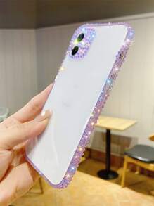 水鑽裝飾透明手機殼 - 紫色 - 查看 5