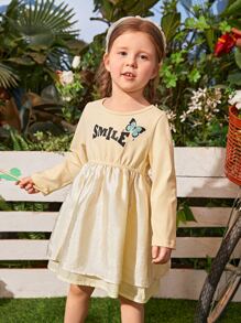 SHEIN 小女童蝴蝶和字母圖案洋裝