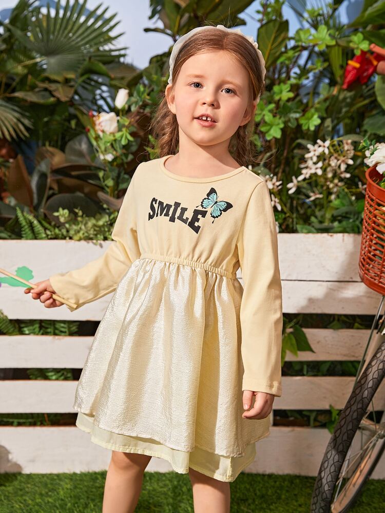 Toddler Girls Butterfly & Letter Graphic Dress