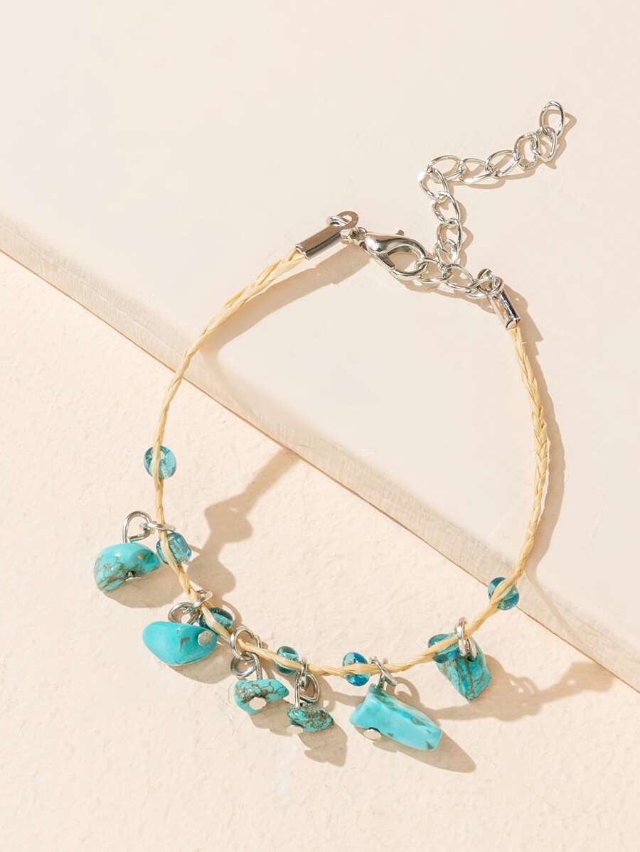 Vòng đeo tay bằng đá - Màu xanh lam - Xem 1