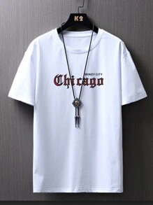 Manfinity Men Letter Graphic Drop Shoulder Tee - White - View 1