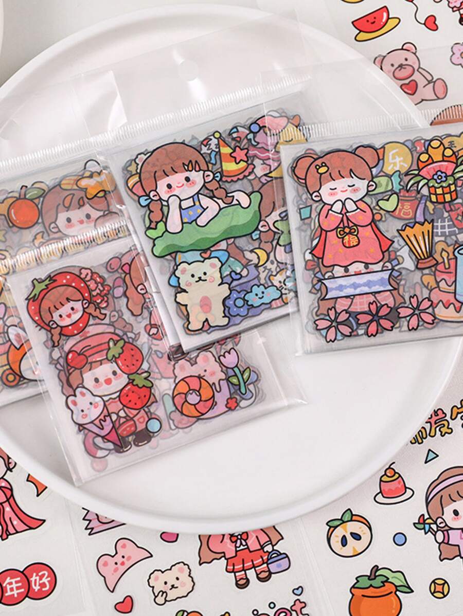 25入組卡通圖案隨機貼紙 - 彩色 - 查看 1