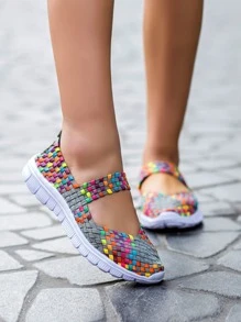 Women's Casual Sports Shoes, Color-block Mary Jane Athletic Shoes - Multicolor - View 2