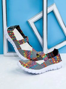 Women's Casual Sports Shoes, Color-block Mary Jane Athletic Shoes - Multicolor - View 3