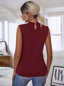 Keyhole Back Cutout Detail Tank Top - Burgundy - View 2