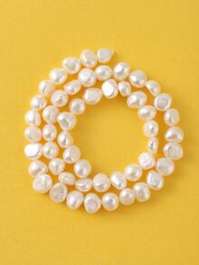 1strand 7mm Natural Pearl Beaded DIY Jewelry Accessory - White - View 2