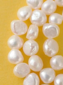 1strand 7mm Natural Pearl Beaded DIY Jewelry Accessory - White - View 3