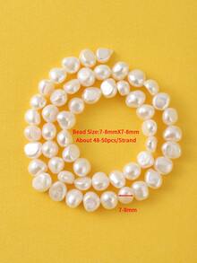 1strand 7mm Natural Pearl Beaded DIY Jewelry Accessory - White - View 4