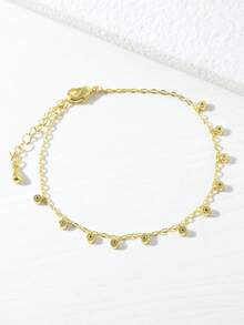 方晶鋯石吊墜手環 - 金黃色 - 查看 2