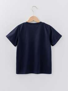 男孩遊戲手柄和標語圖案T恤 - 藏蓝色 - 查看 2