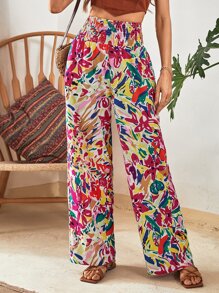 SHEIN VCAY Quần nữ Dải chun Tất cả trên in Boho - Nhiều màu - Xem 3