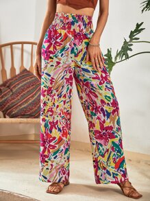 SHEIN VCAY Quần nữ Dải chun Tất cả trên in Boho - Nhiều màu - Xem 6