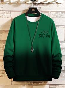 Manfinity EMRG Men Letter & Ombre Print Sweatshirt - Green - View 1