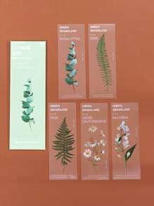 5入組/包昨天的花PET半透明創意計畫書籤，印有植物和花卉圖案＃單包裝運輸 - 彩色 - 查看 2