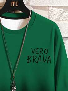 Manfinity EMRG Men Letter & Ombre Print Sweatshirt - Green - View 4