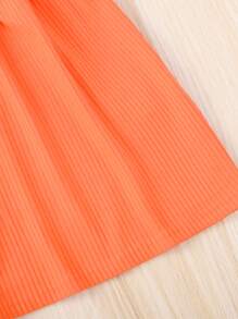 SHEIN Toddler Girls One Shoulder Cut Out Dress - Orange - View 3