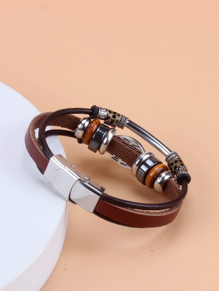 Vòng đeo tay trang trí hạt - Cà phê nâu - Xem 4