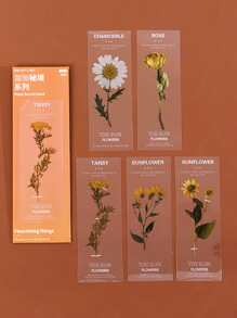 5入組昨日花店PET半透明有創意的設計師筆記書籤，印有花卉和植物圖案 #每包裝內含多少個 - 彩色 - 查看 2