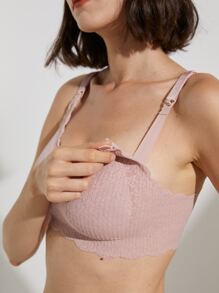 SHEIN Maternity Wireless Nursing Bra - Dusty Pink - View 2