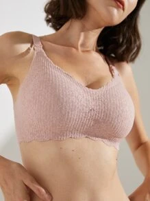 SHEIN Maternity Wireless Nursing Bra - Dusty Pink - View 4