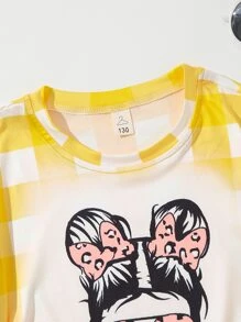 Tops con gái Con số Kẻ sọc Giải trí - Màu vàng - Xem 3
