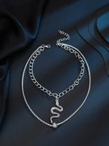 Người đàn ông Rắn quyến rũ Lớp vòng cổ - Bạc - Xem 1