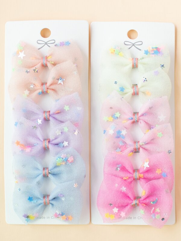 12pcs Toddler Girls Star Detail Mesh Hair Clip