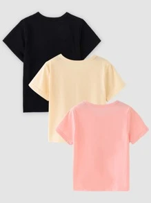 SHEIN 小女童3入組皇冠和卡通圖案T恤 - 彩色 - 查看 2