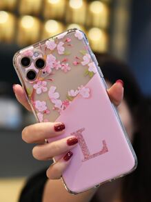 Hülle mit Blume & Buchstabe Grafik, kompatibel zu iPhone - Verschiedenfarbig - Übersicht 2
