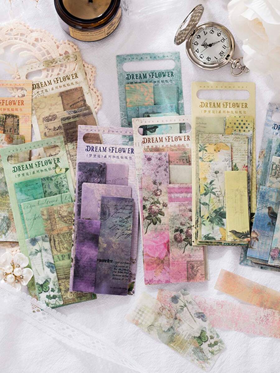 45入組花朵印花隨機材料紙 - 彩色 - 查看 1